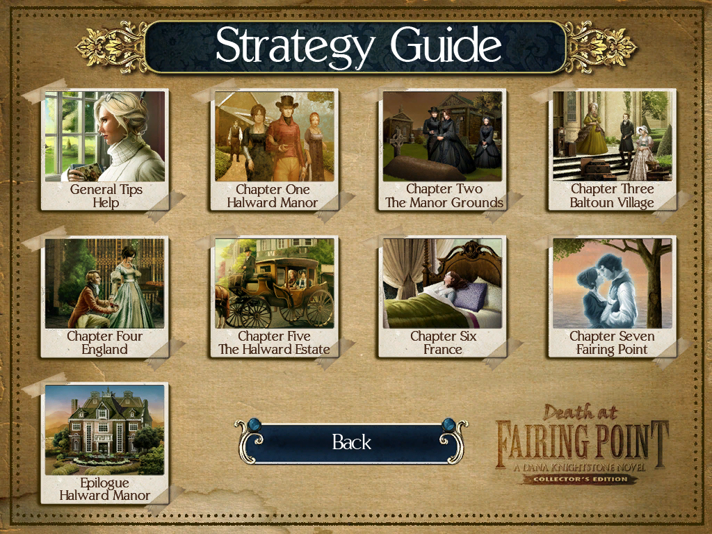Death at Fairing Point: A Dana Knightstone Novel (Collector's Edition) (Windows) screenshot: The strategy guide chapters