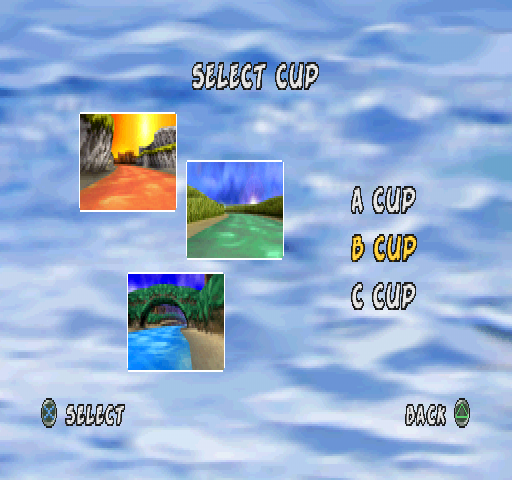 XS Airboat Racing (PlayStation) screenshot: Introducing B Cup.