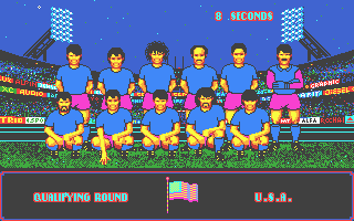 Rick Davis's World Trophy Soccer (Atari ST) screenshot: First opposition