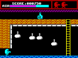 Mr Wino (ZX Spectrum) screenshot: Avoid the falling objects
