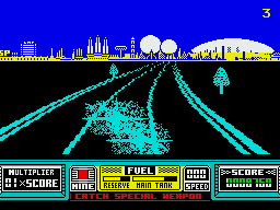 RoadBlasters (ZX Spectrum) screenshot: Oops, a crash
