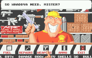 Road Raider (Atari ST) screenshot: The shop section