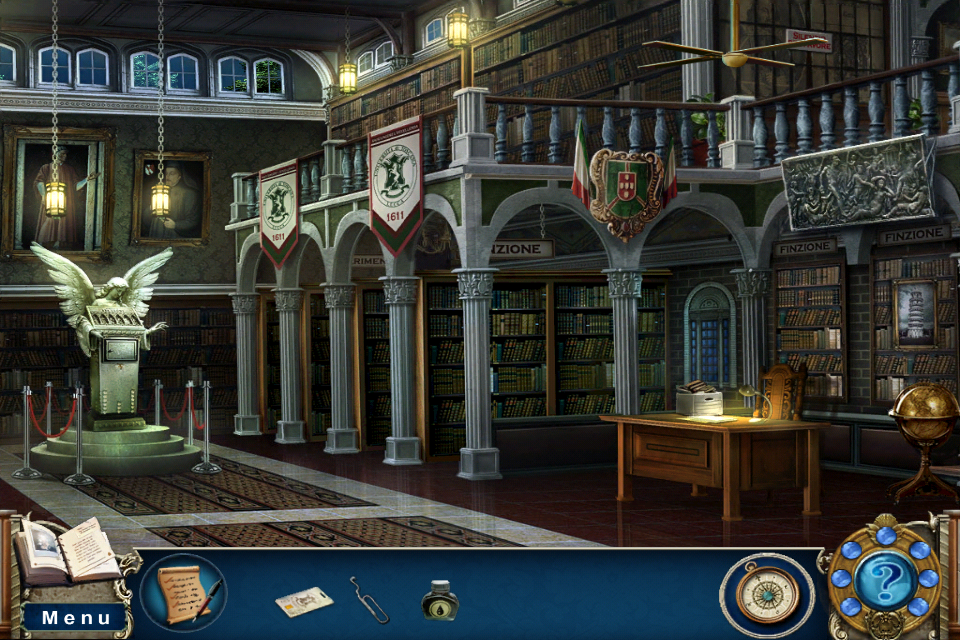 Death Under Tuscan Skies: A Dana Knightstone Novel (Collector's Edition) (iPhone) screenshot: Back among the books