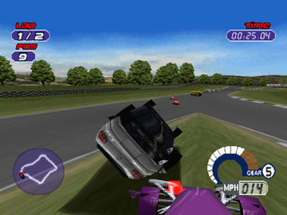 Jarrett & Labonte Stock Car Racing (PlayStation) screenshot: Flipping over.