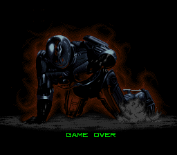 RoboCop 3 (SNES) screenshot: Robocop struggling