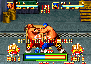 3 Count Bout (Arcade) screenshot: Fat fight!