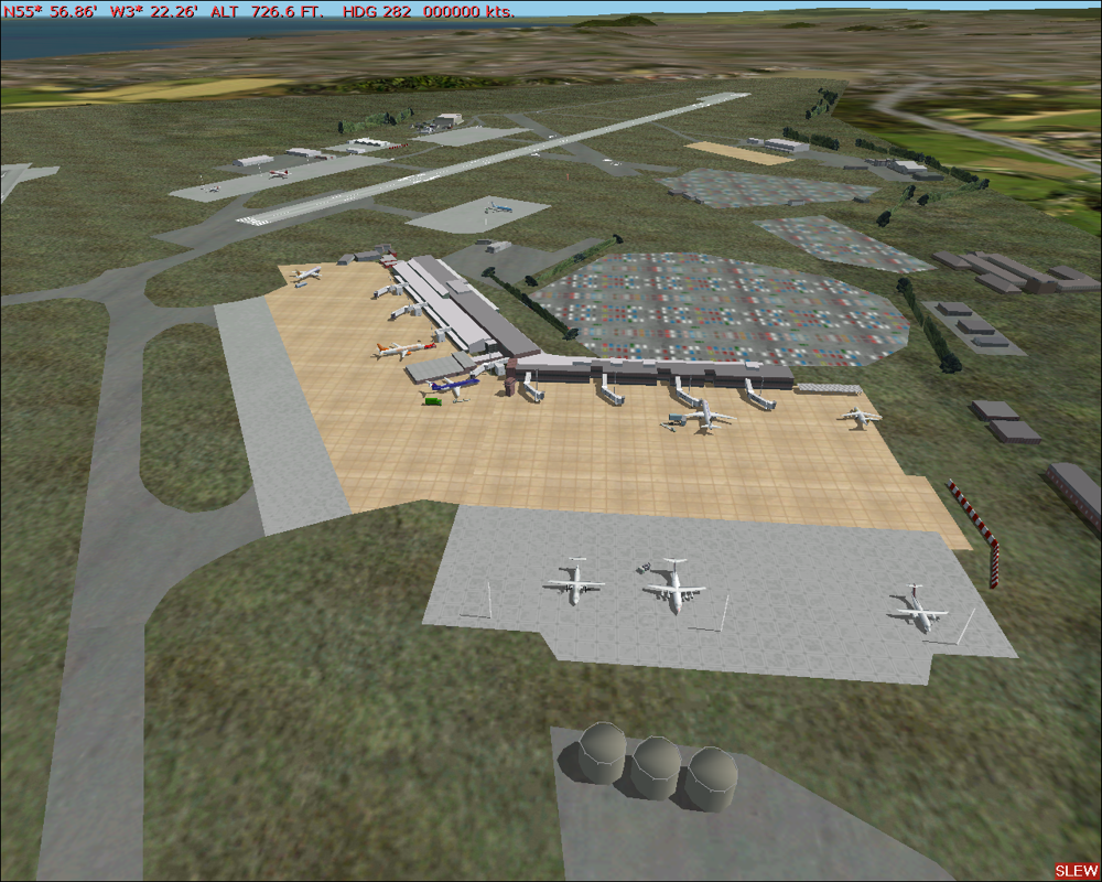 GB Airports (Windows) screenshot: Edinburgh - Main terminal area in center, GA terminal on top right.