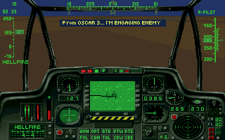 Gunship 2000 (Amiga) screenshot: Radio from a squad member