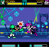 SNK Gals' Fighters (Neo Geo Pocket Color) screenshot: A powerful clashing move encounter envolving Leona's Earring (?) Bomb and Yuri's Chou Knuckle.