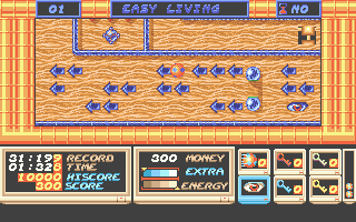 Rock 'n Roll (Atari ST) screenshot: These arrows force the direction, making control tougher