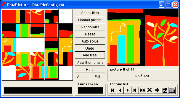 RotaPicture (Windows) screenshot: Beginning to play - and fiddling around with the pieces