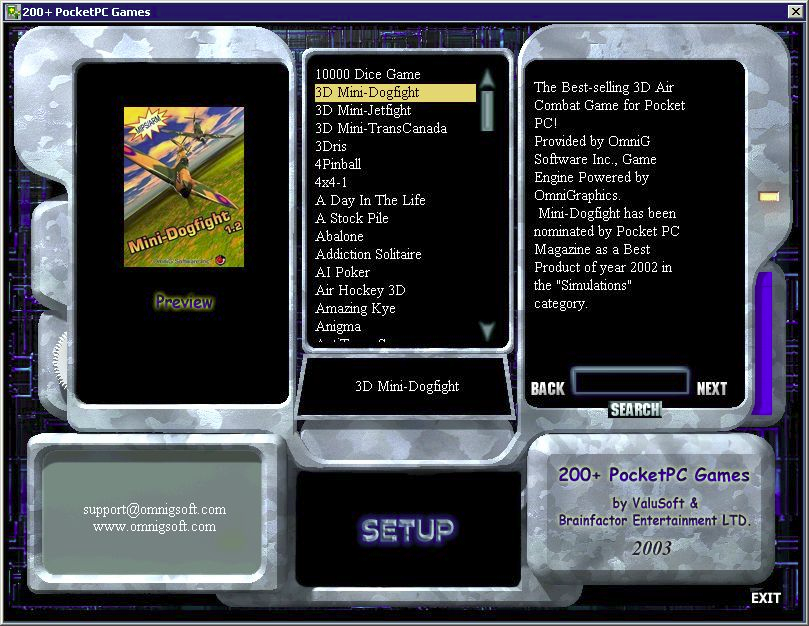 200+ Great Games for PDA (Windows Mobile) screenshot: (Installation) The Pocket PC game browser<br>This installs the selected game onto the device