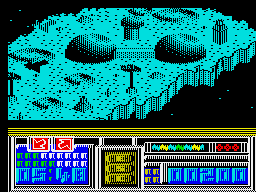 Leviathan (ZX Spectrum) screenshot: Third part of the first level. If you continue to fly will begin the first part again.