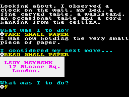 Jack the Ripper (ZX Spectrum) screenshot: It's a note