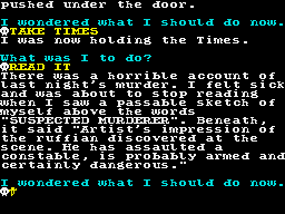 Jack the Ripper (ZX Spectrum) screenshot: I'm under suspicion of being The Ripper