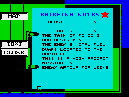 Battle Command (ZX Spectrum) screenshot: Briefing for the simplest mission concept