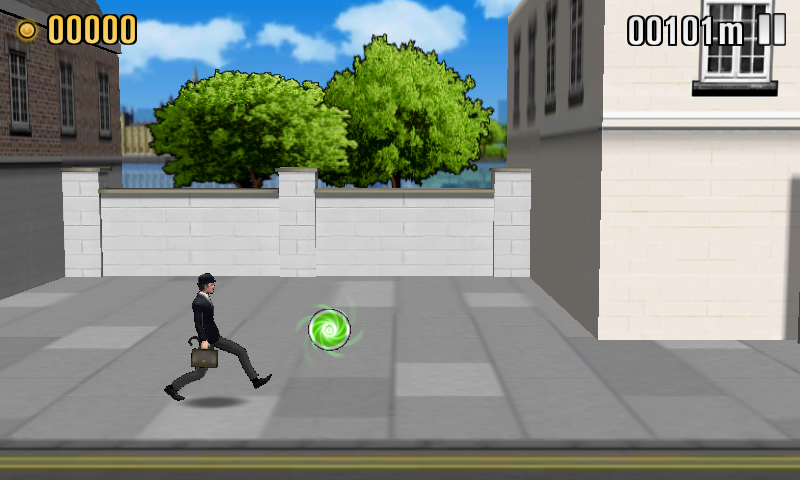 Monty Python's The Ministry of Silly Walks (Android) screenshot: The green power up...