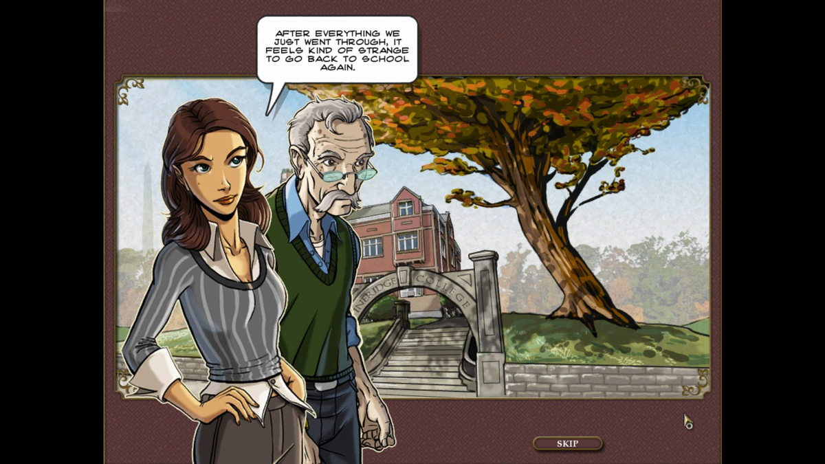 Hidden Mysteries: The White House (Windows) screenshot: Eventually all ends well and Miranda is back at school, she looks a bit too old really. Must be a mature student