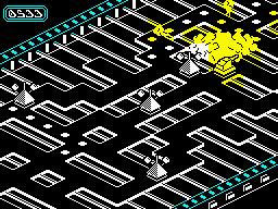 Sigma 7 (ZX Spectrum) screenshot: Stage 7: Phase 2.<br> Breaking open. Sentinels are everywhere. Very few tiles can be afforded not to be collected.