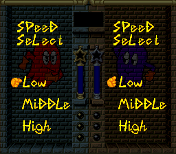 Pac-Attack (SNES) screenshot: Setting up versus mode