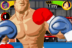 Boxing Fever (Game Boy Advance) screenshot: Tiny's head reaches off the top of the screen.