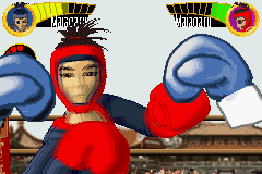 Boxing Fever (Game Boy Advance) screenshot: Boxing Fever uses blur effects when you take a hit.