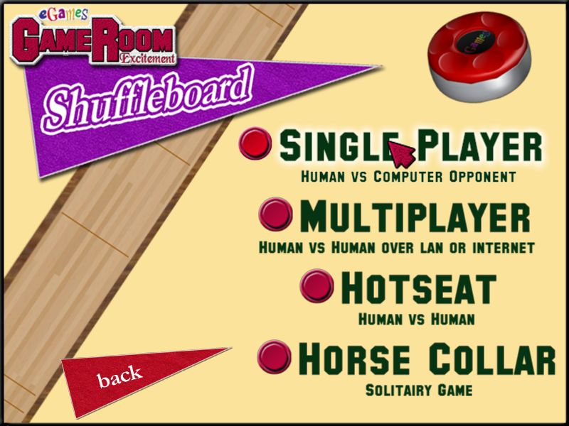 GameRoom Excitement (Windows) screenshot: Shuffleboard: This is the only game of the three that supports a multiplayer mode