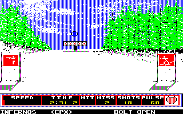 Winter Games (PC-88) screenshot: Biathlon, shooting targets