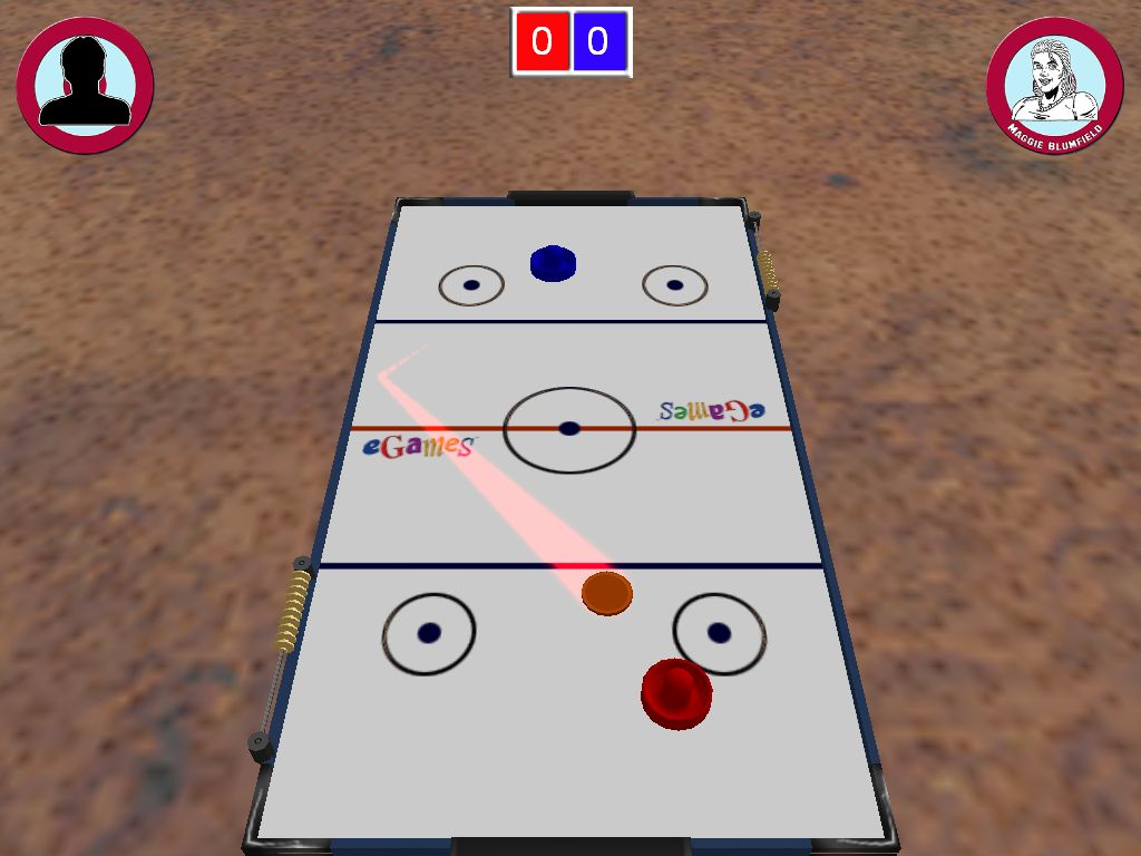 GameRoom Excitement (Windows) screenshot: Air Hockey: Playing on the cheapest, smallest, slowest table