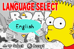 The Simpsons: Road Rage (Game Boy Advance) screenshot: Language Selection Screen