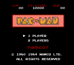 Pac-Man (NES) screenshot: Title screen for the Japanese version.