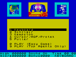 Danger Mouse in Double Trouble (ZX Spectrum) screenshot: Main menu