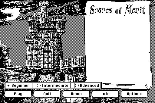 Dark Castle (Macintosh) screenshot: Main menu