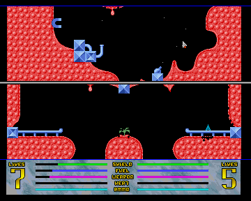 Gravity Power (Amiga) screenshot: New in this version: a smart cannon that tracks you