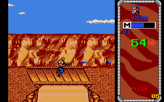 Mercs (Atari ST) screenshot: Crossing the bridge...
