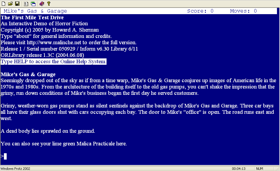 The First Mile (Windows) screenshot: Just starting the adventure.