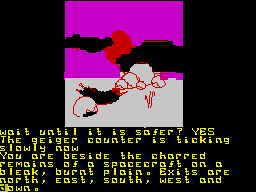 Return to Eden (ZX Spectrum) screenshot: Things are suddenly rather desolate
