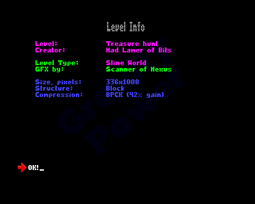 Gravity Power (Amiga) screenshot: Level info