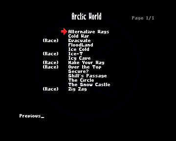 Gravity Power (Amiga) screenshot: The level selection is huge