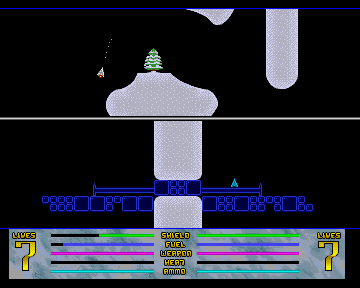 Gravity Power (Amiga) screenshot: Trying to destroy the tree