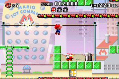 Mario vs. Donkey Kong (Game Boy Advance) screenshot: Quickly shimmy across before the spark gets to you