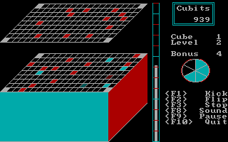 Cubits (DOS) screenshot: Grab bonus tiles to fill up your time meter.