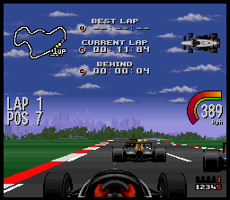 Newman/Haas IndyCar featuring Nigel Mansell (SNES) screenshot: It's better to avoid collisions in simulation...