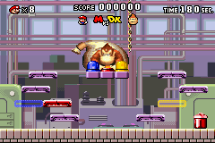 Mario vs. Donkey Kong (Game Boy Advance) screenshot: The first encounter with Donkey Kong
