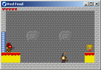 Red Feud (Windows) screenshot: An enemy knight locks me in the room; he must be defeated and the switch flipped.