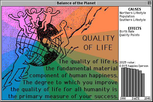 Balance of the Planet (Macintosh) screenshot: The quality of life for all humanity is at stake