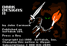 Dark Designs II: Closing the Gate (Apple II) screenshot: Title screen