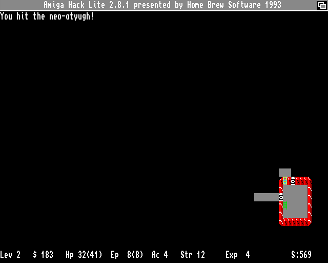 Hack Lite (Amiga) screenshot: You hit the what?