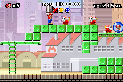 Mario vs. Donkey Kong (Game Boy Advance) screenshot: The rubbish bins can be thrown at the monsters