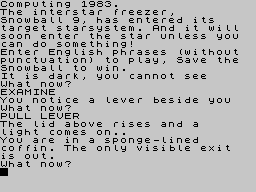 Snowball (ZX Spectrum) screenshot: Game start